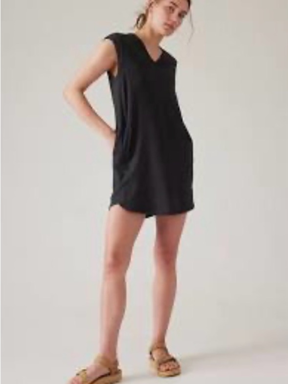 Sleeveless V-Neck Black Dress